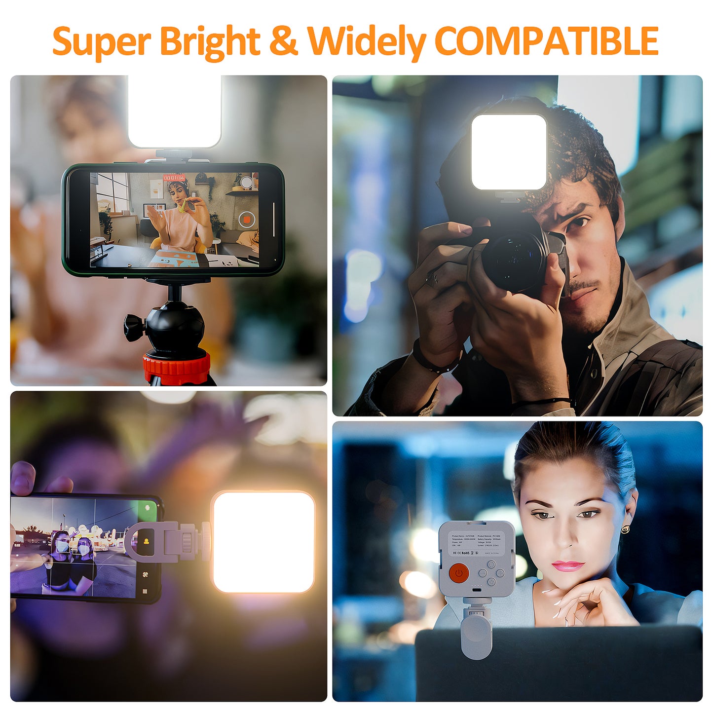 XJ75 Rechargeable Selfie Light Clip for iPhone, Dimmable (10 Level)