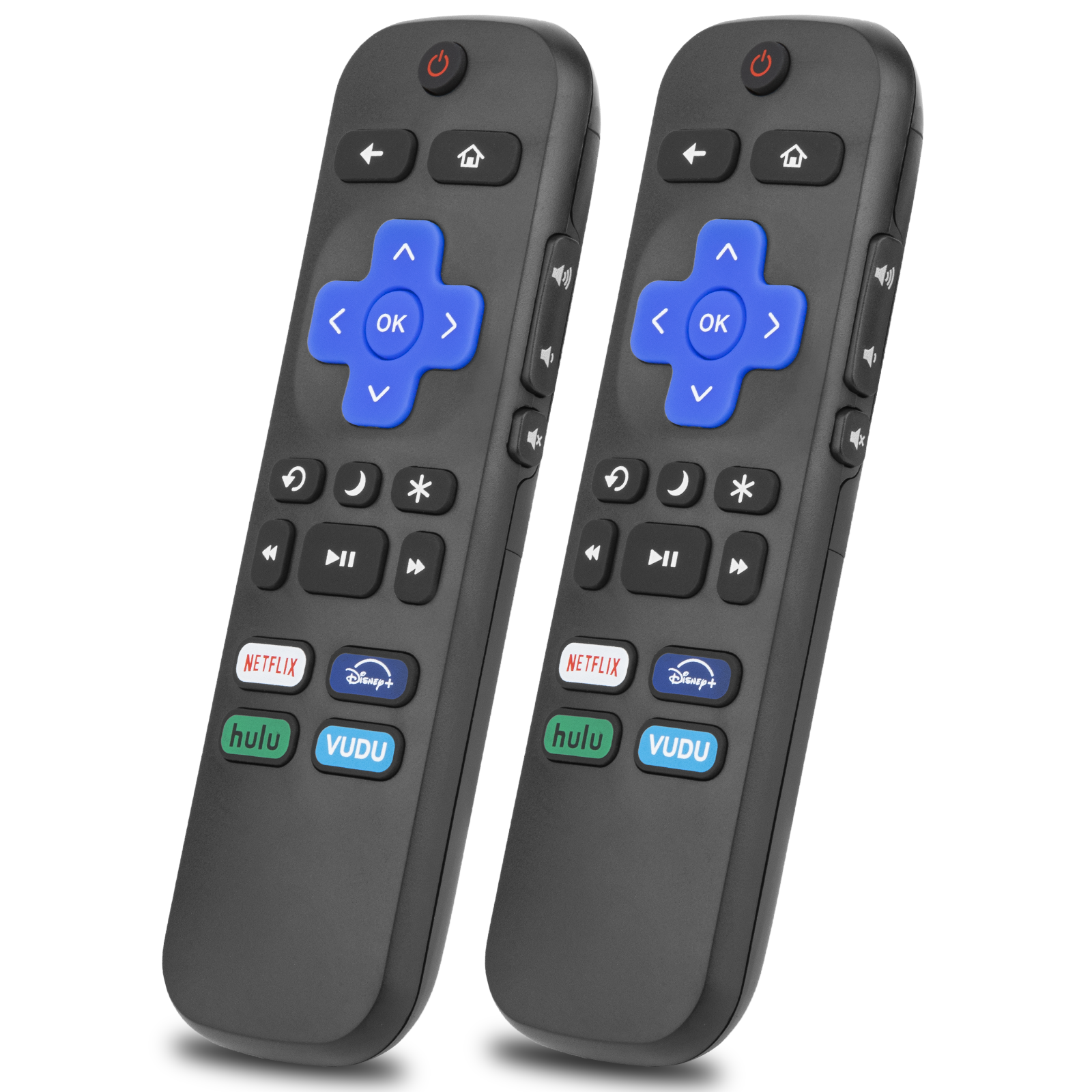 Allreli 2 Pack Black Replacement Remote ensures seamless control and compatibility with TCL, Hisense, Onn, and Philips Roku Smart TVs. 