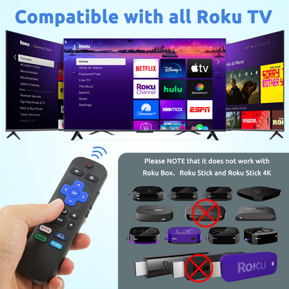 Universal Compatibility - Compatible with all Roku TV models, including TCL, Hisense, Onn, and Philips. Enjoy hassle-free control and easy setup with our replacement remotes.