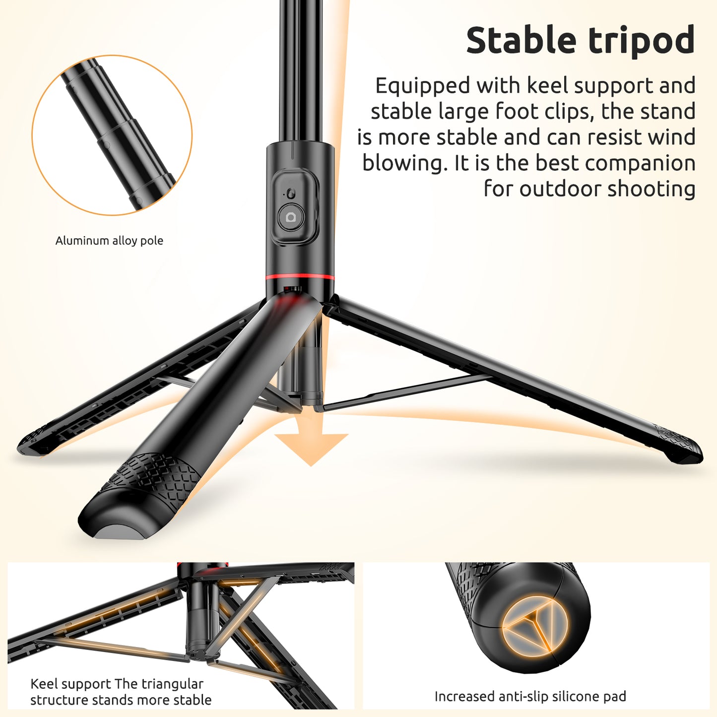 Tripod & Portable Selfie Stick with Remote, C10