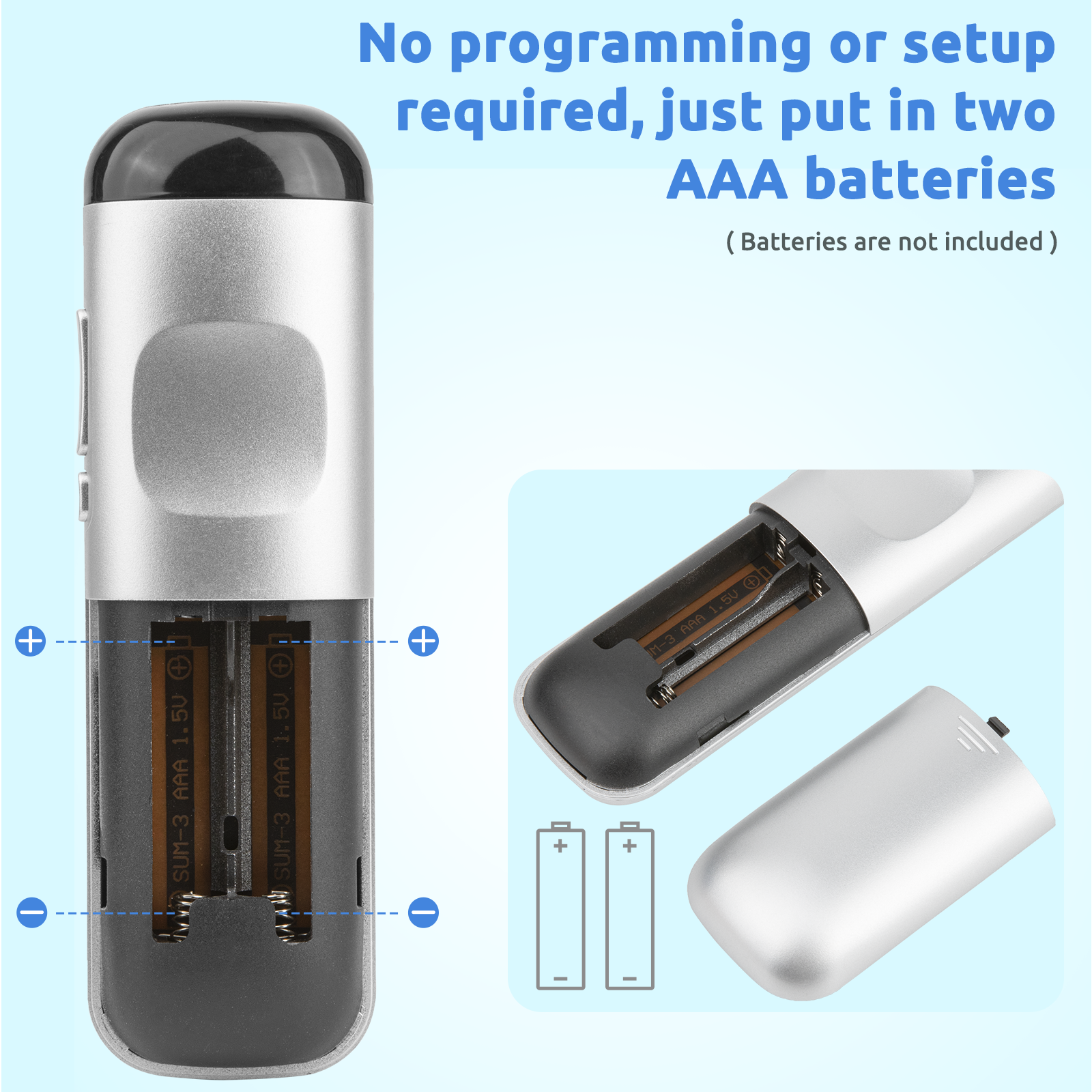 No Hassle Setup - Simply insert two AAA batteries (batteries not included) and start using your remote. No programming or setup required, ensuring effortless compatibility with your Roku TV.