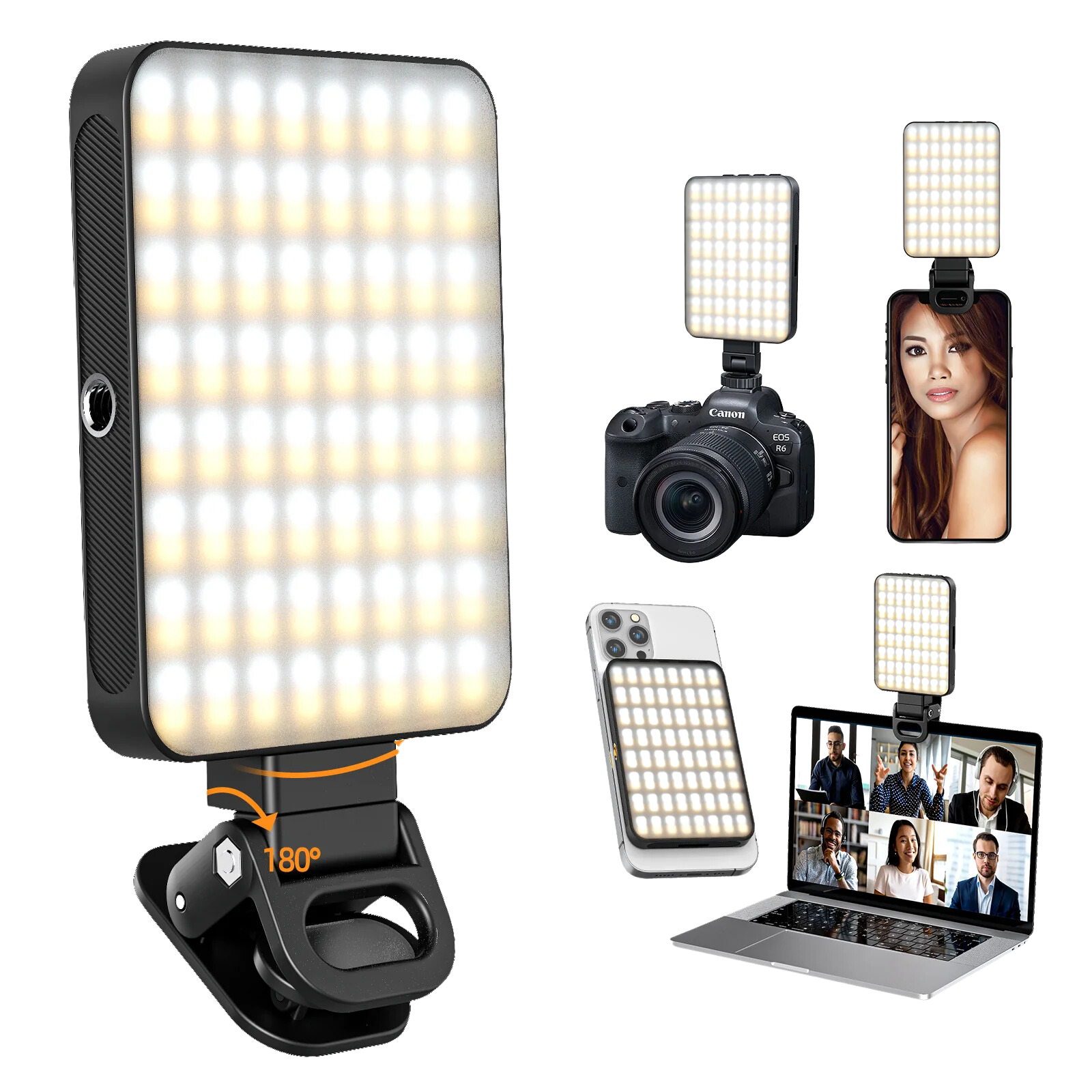 aLLreLi XJ77 Phone Light Clip with Magnetic Attachment (White)